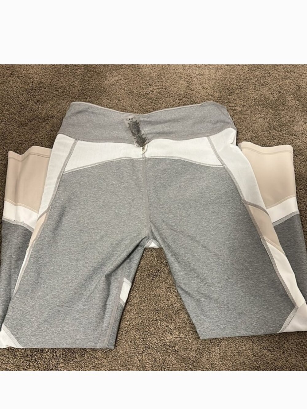 Calvin Klein Performance Moisture-Wicking Colorblock Leggings - Grey/Tan/White - Picture 14 of 14